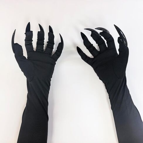 Halloween Costume Cat Woman Paw Gloves with Long Black Plastic Fingernails Wolf Claws Glove for Cosplay Party Props in Saudi Arabia