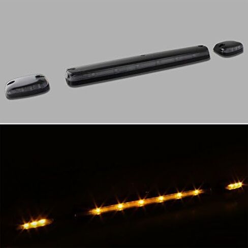 AKKON - For Smoked Lens 3Pcs 2007-2013 Silverado Sierra Pickup Amber LED Roof Top Running Cab Lights Replacement in Saudi Arabia