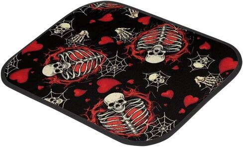Cool Skeleton Print Skull Car Floor Mats Suitable for Cars SUVs Trucks,Front & Rear Automotive Floor Mats,4 Pieces in Kuwait