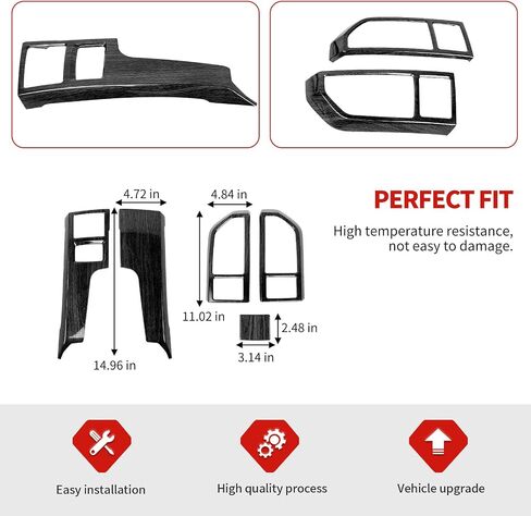 Jimen متوافق مع Ford F150 2015-2020، 5 قطع غطاء لوحة فتحة تكييف الهواء لوحدة التحكم المركزية (أحمر) in Kuwait