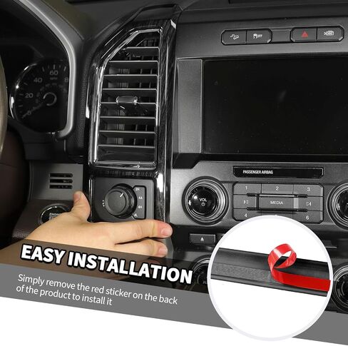Jimen متوافق مع Ford F150 2015-2020، 5 قطع غطاء لوحة فتحة تكييف الهواء لوحدة التحكم المركزية (أحمر) in Kuwait