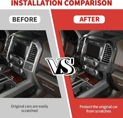 Jimen متوافق مع Ford F150 2015-2020، 5 قطع غطاء لوحة فتحة تكييف الهواء لوحدة التحكم المركزية (أحمر) in Kuwait