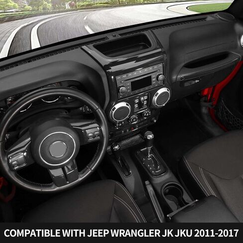 RT-TCZ لسيارة Jeep JK طقم الزخرفة الداخلية باللون الأحمر، غطاء لوحة لوحة القيادة لوحدة التحكم المركزية JKU لسيارة Jeep Wrangler JK JKU 2011-2017 ملحقات داخلية حمراء 10 قطع in Saudi Arabia