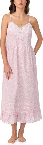 Eileen West Womens Sleepwear & Loungewear - Woven Lawn Collection - 100% Cotton Lightweight Sleeveless Long Modern Nightgown in Saudi Arabia