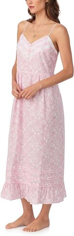 Eileen West Womens Sleepwear & Loungewear - Woven Lawn Collection - 100% Cotton Lightweight Sleeveless Long Modern Nightgown in Saudi Arabia