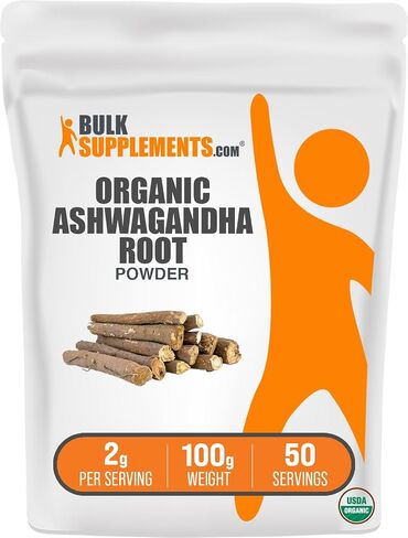 BulkSupplements.com مسحوق اشواغاندا عضوي - مكملات اشواغاندا عضوية، مصدرها جذر اشواغاندا - خالي من الغلوتين، 2 جرام لكل وجبة، 1 كجم (2.2 رطل) (عبوة من قطعة واحدة) in Saudi Arabia