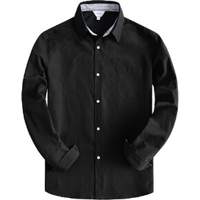 Boys Oxford Dress Shirts Formal Long Sleeve Button Down Shirts Solid School Uniform Shirts with Pockets in Saudi Arabia