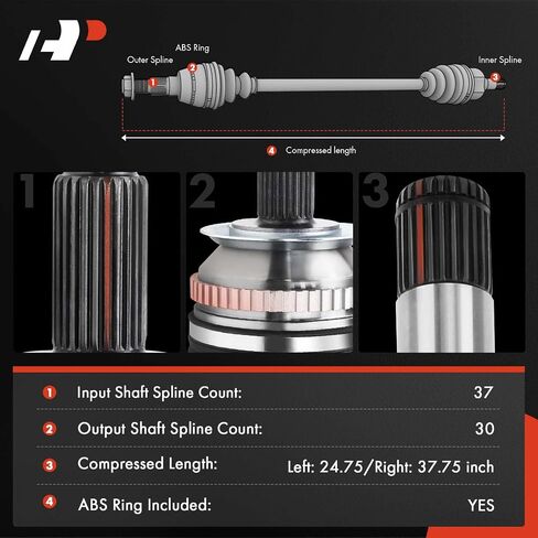 مجموعة عمود المحور A-Premium CV متوافقة مع سلسلة Mercedes-Benz W163 ML320 1998-2003، ML350 2003-2005، ML430 1999-2001، ML500 2002-2005، ML55 AMG، جانب الركاب الأمامي الأيمن، استبدال # 1633300501 in Kuwait