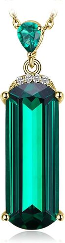 JewelryPalace 4.4ct يتوهم قطع مقلد الأخضر نانو الزمرد قلادة قلادة للنساء، 925 الفضة الاسترليني الأبيض الأصفر ارتفع الذهب مطلي قلادة، الأزياء هدية الأحجار الكريمة لفتاة 18 بوصة سلسلة in Saudi Arabia