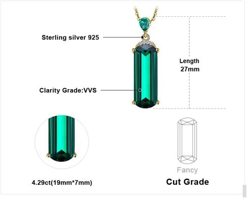JewelryPalace 4.4ct يتوهم قطع مقلد الأخضر نانو الزمرد قلادة قلادة للنساء، 925 الفضة الاسترليني الأبيض الأصفر ارتفع الذهب مطلي قلادة، الأزياء هدية الأحجار الكريمة لفتاة 18 بوصة سلسلة in Saudi Arabia