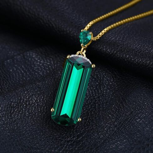 JewelryPalace 4.4ct يتوهم قطع مقلد الأخضر نانو الزمرد قلادة قلادة للنساء، 925 الفضة الاسترليني الأبيض الأصفر ارتفع الذهب مطلي قلادة، الأزياء هدية الأحجار الكريمة لفتاة 18 بوصة سلسلة in Saudi Arabia