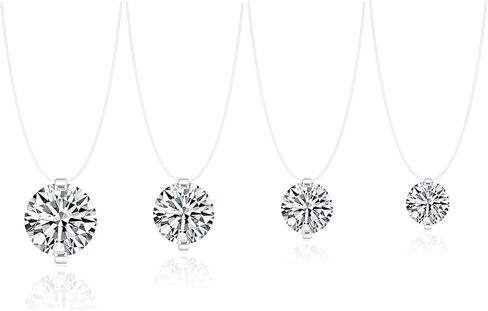 YSDD 0.5/1/2/3CT Moissanite Necklace for Women, D Color VVS1 Round Cut Moissanite Fishbone Necklace Pendant, Invisible Necklace, 925 Sterling Silver Plated 18K White Gold, Certificate Included in Saudi Arabia