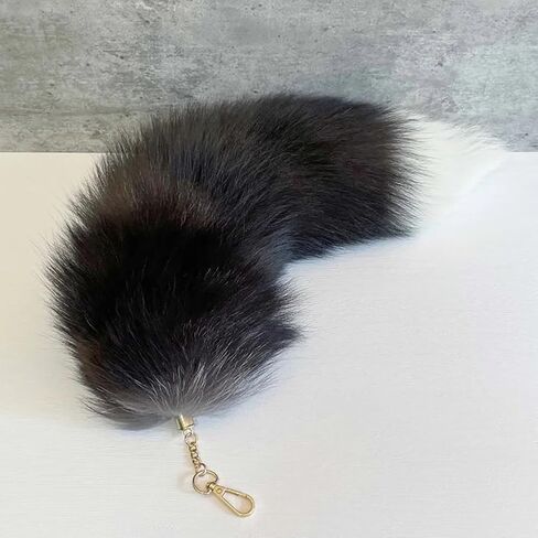 Fluffy Fur Fox Tail Keychain Animal Tail Bag Hanging Charms Plush Handbag Keychain Charm Cosplay Costume Tail for Kids Adult Grey in Saudi Arabia