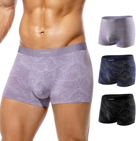 Casey Kevin Men's Boxer Briefs Modal Ultra Soft, Breathable, Stretch Moisture-Wicking underwear with Flyless Design (3 pack) in Kuwait