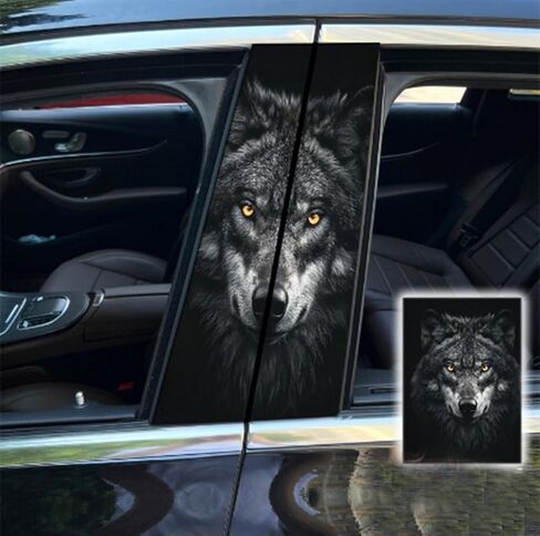2pcs/1set Car B Pillar Sticker Decal Upgraded Vinyl Car Decals Body Side Stickers,Wolf Graphics Scratch Cover Large Sticker for Car Auto Van SUVs Trucks 19.6'' (Black 2) in Saudi Arabia