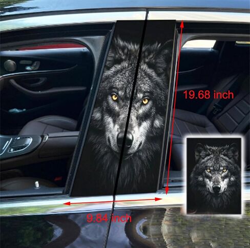 2pcs/1set Car B Pillar Sticker Decal Upgraded Vinyl Car Decals Body Side Stickers,Wolf Graphics Scratch Cover Large Sticker for Car Auto Van SUVs Trucks 19.6'' (Black 2) in Saudi Arabia
