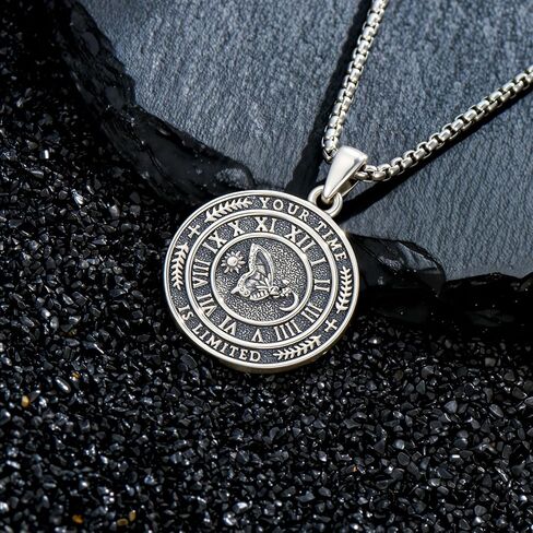 PELOVNY Memento Mori Skull Pendant Necklace 925 Sterling Silver Stoic Reminder Necklace Gothic Skull Jewelry Gifts for Men in Kuwait