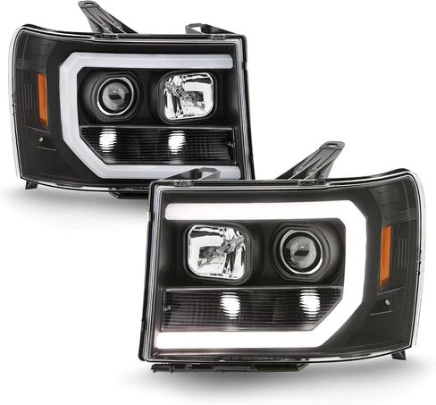 AKKON - For 2007-2014 GMC Sierra 1500 2500 3500 LED Light Tube Chrome Projector Headlight Driver + Passenger in Saudi Arabia