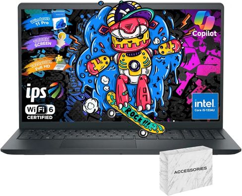 Dell Inspiron 15 Touchscreen Laptop-15.6 "شاشة تعمل باللمس ، Intel 10-Core I5-1334U (حتى 4.6 جيجا هرتز) ، رسومات Intel UHD ، Windows 11 Pro ، عمر المكتب ، ث/الملحقات (32GB RAM | 1TB SSD) in Saudi Arabia