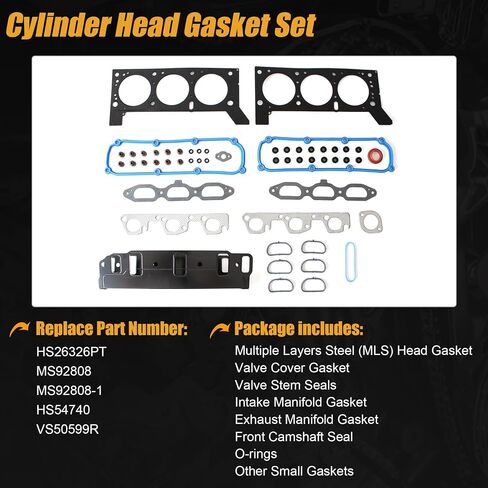 AUCERAMIC HS26326PT Engine Cylinder Head Gasket Set Fits for Jeep Wrangler 3.8L 2007-2011 Replace MS92808, MS92808-1, HS54740 in Saudi Arabia