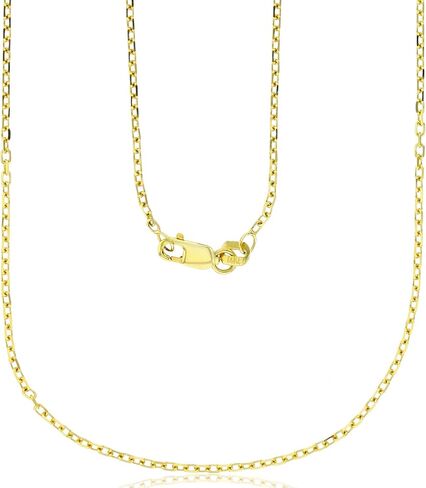 14K Yellow Gold Solid 1mm-2.20mm Diamond Cut Cable Chain with Lobster Claw Clasp | Italian Gold Necklaces | Gold Cable Necklaces for Men and Women in Saudi Arabia