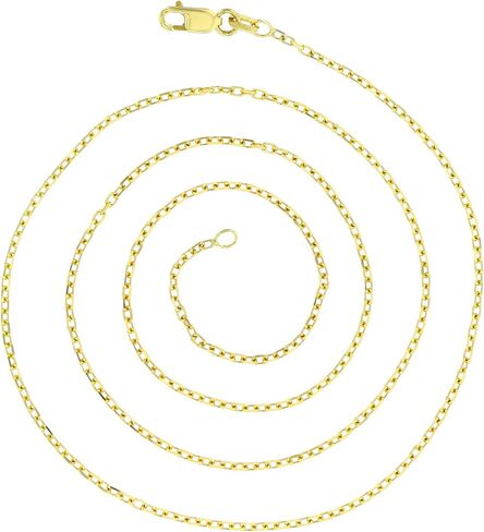 14K Yellow Gold Solid 1mm-2.20mm Diamond Cut Cable Chain with Lobster Claw Clasp | Italian Gold Necklaces | Gold Cable Necklaces for Men and Women in Saudi Arabia
