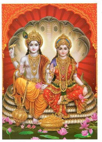 Sri Vishnu Laxmi Lakshmi Poster Diwali Poojan Home Office Temple in Saudi Arabia