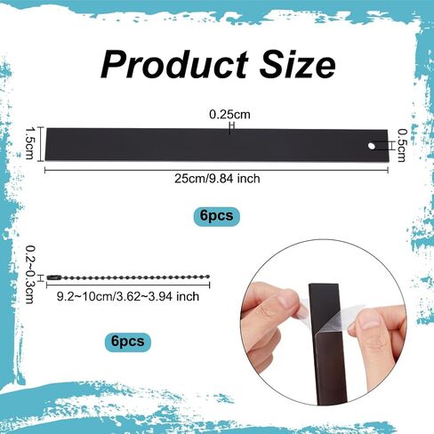 OLYCRAFT 6 Set Commercial Grade Large Keychain Slim Long Keychain Black Heavy Duty Giant Metal Key Chain Not Lose Key Giant Metal Key holder Key Holder for Business Restroom for Restrooms Public Rooms in Saudi Arabia