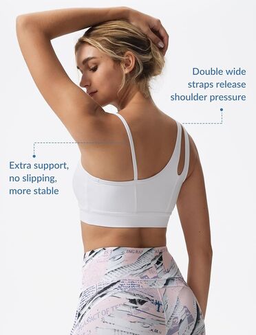 Yvette Womens One Shoulder Sports Bra Asymmetrical Strap Yoga Light Support Padded Wireless Tank Top in Saudi Arabia