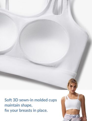 Yvette Womens One Shoulder Sports Bra Asymmetrical Strap Yoga Light Support Padded Wireless Tank Top in Saudi Arabia
