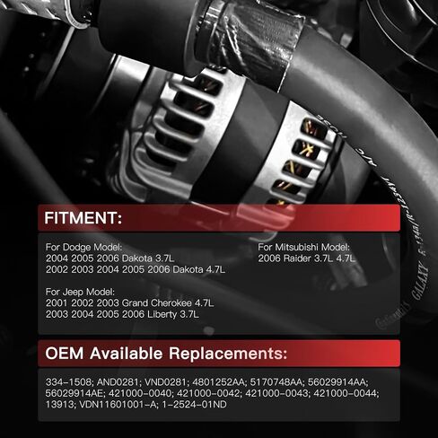 4.7L 160Amp جديد أستو المولد صالح 2002 2003 2004 2005 2006 ل دودج داكوتا 2001 2002 2003 ل جيب جراند شيروكي 2003 2004 2005 2006 ل أجزاء تعليق لجيب ليبرتي OEM استبدال المولد AND0281 VND0281 in Saudi Arabia
