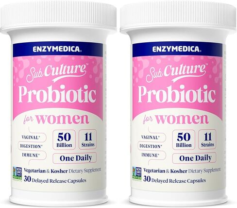 Enzymedica SubCulture Probiotics for Women's Vaginal & Urinary Health, 50 Billion CFU, Supports Immune + Digestive Health & Regularity, 30 Count in Kuwait