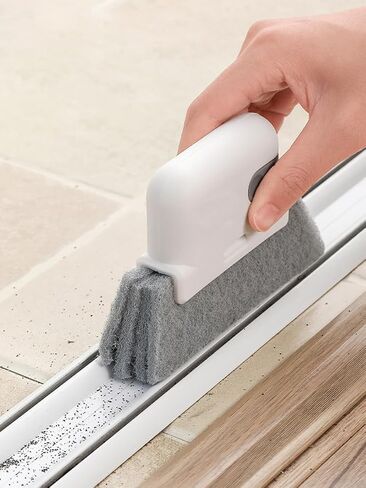 2PCS Window Track Cleaner Brush, 2 in 1 Groove Cleaning Tool, Hand Held Magic Window Track Cleaning Tools, for Sliding Door, Sill, Tile Lines, Shutter, Car Vents, Yellow in Saudi Arabia