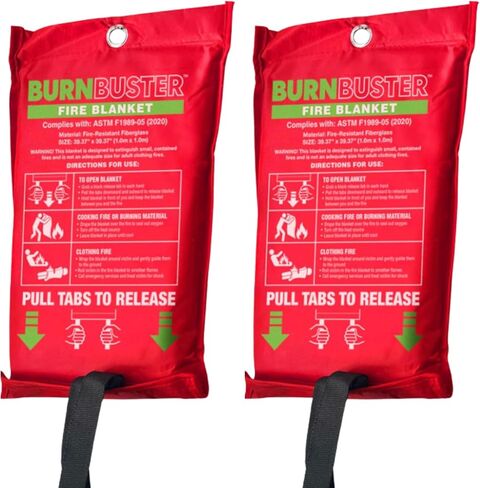 Fire Blanket – ASTM Certified Fire Suppression Blanket for Kitchen, Grill, Campfire & Emergency Use – 40" x 40", No Mess, Easy Deployment in Kuwait