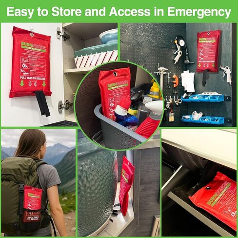 Fire Blanket – ASTM Certified Fire Suppression Blanket for Kitchen, Grill, Campfire & Emergency Use – 40" x 40", No Mess, Easy Deployment in Kuwait