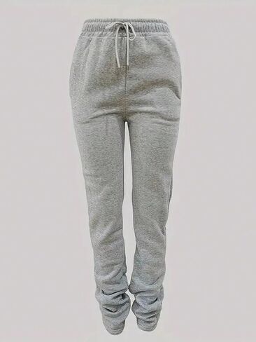 GORGLITTER Women's Drawstring Waist Skinny Baggy Sweatpants Flare Leg Y2k Stacked Pants with Pockets in Saudi Arabia