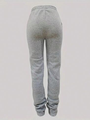 GORGLITTER Women's Drawstring Waist Skinny Baggy Sweatpants Flare Leg Y2k Stacked Pants with Pockets in Saudi Arabia