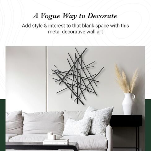 ديكور حائط معدني تجريدي من Cheung's Avalon - منحوتة سوداء حديثة مصنوعة يدويًا مقاس 28.5 بوصة لغرفة المعيشة in Kuwait