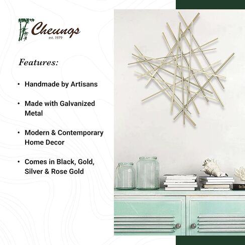 ديكور حائط معدني تجريدي من Cheung's Avalon - منحوتة سوداء حديثة مصنوعة يدويًا مقاس 28.5 بوصة لغرفة المعيشة in Kuwait