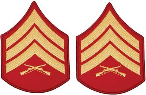 Vanguard Marine Corps Chevron: Sergeant - Gold Embroidered on Red, Male Size, Pair, Star Patch in Saudi Arabia