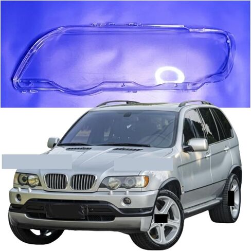 Compatible For BMW X5 E53 1999 2000 2001 2002 2003 2004 2005 2006 Car Headlamp Lens Cover Headlights Glass Lamp Shell Transparent Lampshade(Left and Right) in Kuwait