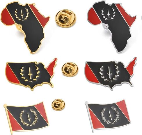 Black American Heritage Map Flag Brooch Stainless Steel Brooches Jewelry for Women Men, Black American Heritage Map Flag Pin Brooch Badge Lapel Pin in Saudi Arabia