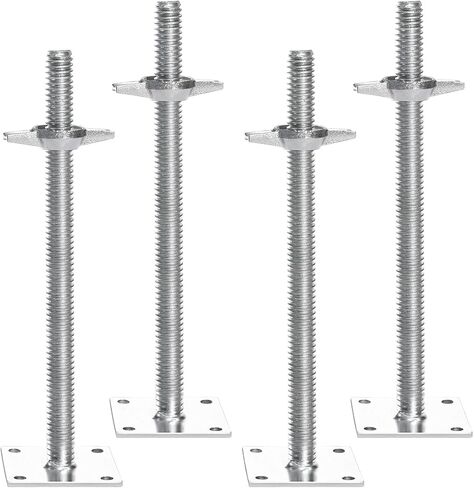 vevor 4-pack مقابس تسوية قابلة للتعديل، 18.2 في ارتفاع قابل للتعديل و3307 رطل/1500 كجم إجمالي سعة الحمولة سقالة الرافعات، الصلبة الكربون الصلب الرافعات اللولبية لمعدات السقالات على طراز الخباز، فضي in Saudi Arabia