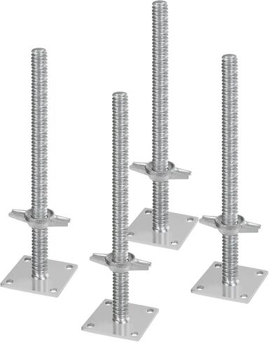 vevor 4-pack مقابس تسوية قابلة للتعديل، 18.2 في ارتفاع قابل للتعديل و3307 رطل/1500 كجم إجمالي سعة الحمولة سقالة الرافعات، الصلبة الكربون الصلب الرافعات اللولبية لمعدات السقالات على طراز الخباز، فضي in Saudi Arabia