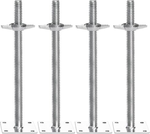 vevor 4-pack مقابس تسوية قابلة للتعديل، 18.2 في ارتفاع قابل للتعديل و3307 رطل/1500 كجم إجمالي سعة الحمولة سقالة الرافعات، الصلبة الكربون الصلب الرافعات اللولبية لمعدات السقالات على طراز الخباز، فضي in Saudi Arabia