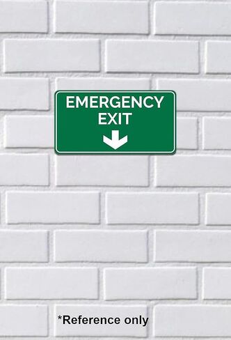 FIRE EXIT - Safety Sign Board with Running Man with Arrow (Up Down Right Left Symbol), Emergency EXIT Sticker with Safety Message-Green Colour in Saudi Arabia