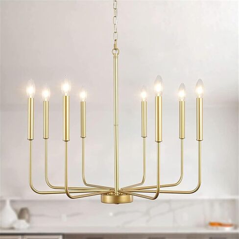 d Farmhouse Chaners - 6-Light Modern Chaner with Brushed Brass, Industrial Candle Lighting for Dining Room, Living Room, Bar, Kitchen Island in Saudi Arabia