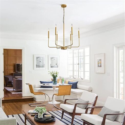 d Farmhouse Chaners - 6-Light Modern Chaner with Brushed Brass, Industrial Candle Lighting for Dining Room, Living Room, Bar, Kitchen Island in Saudi Arabia