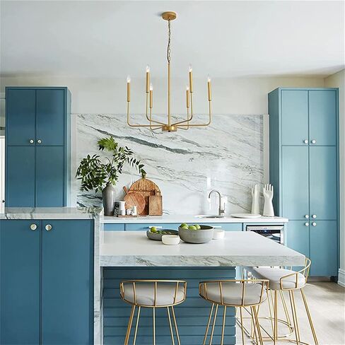 d Farmhouse Chaners - 6-Light Modern Chaner with Brushed Brass, Industrial Candle Lighting for Dining Room, Living Room, Bar, Kitchen Island in Saudi Arabia