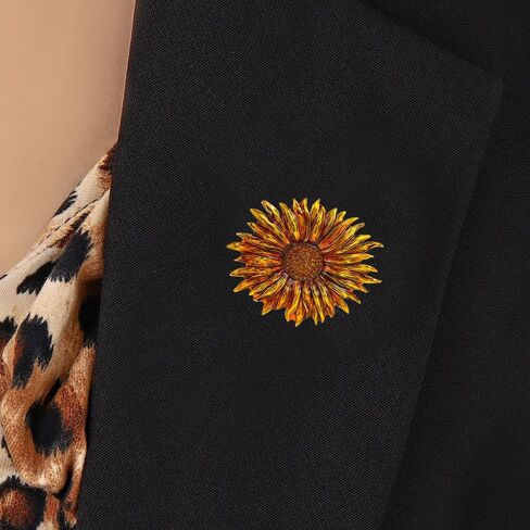 Gold Sunflower Brooch Pin for Women Rhinestone Large Flower Brooch Lapel Pins Crystal Dress Suit Brooch Pins Clothes Hat Bag Accessories Jewelry in Saudi Arabia